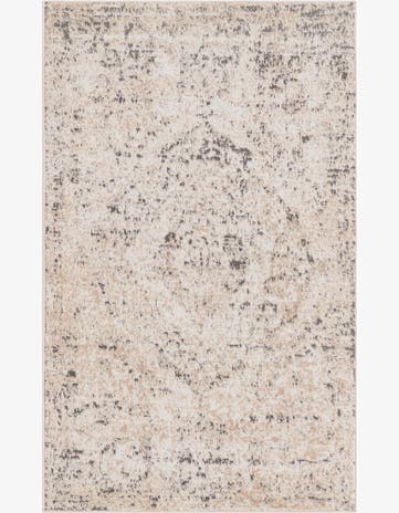 Priestley · Distressed medallion rug, beige and gray