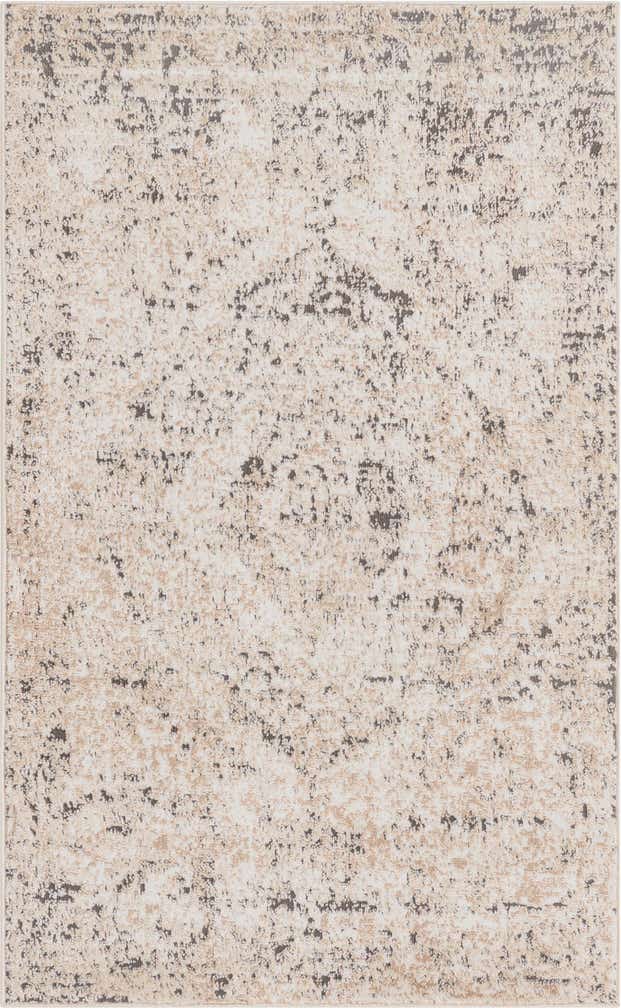 3' x 5' 3 Priestley · Distressed medallion rug, beige and gray