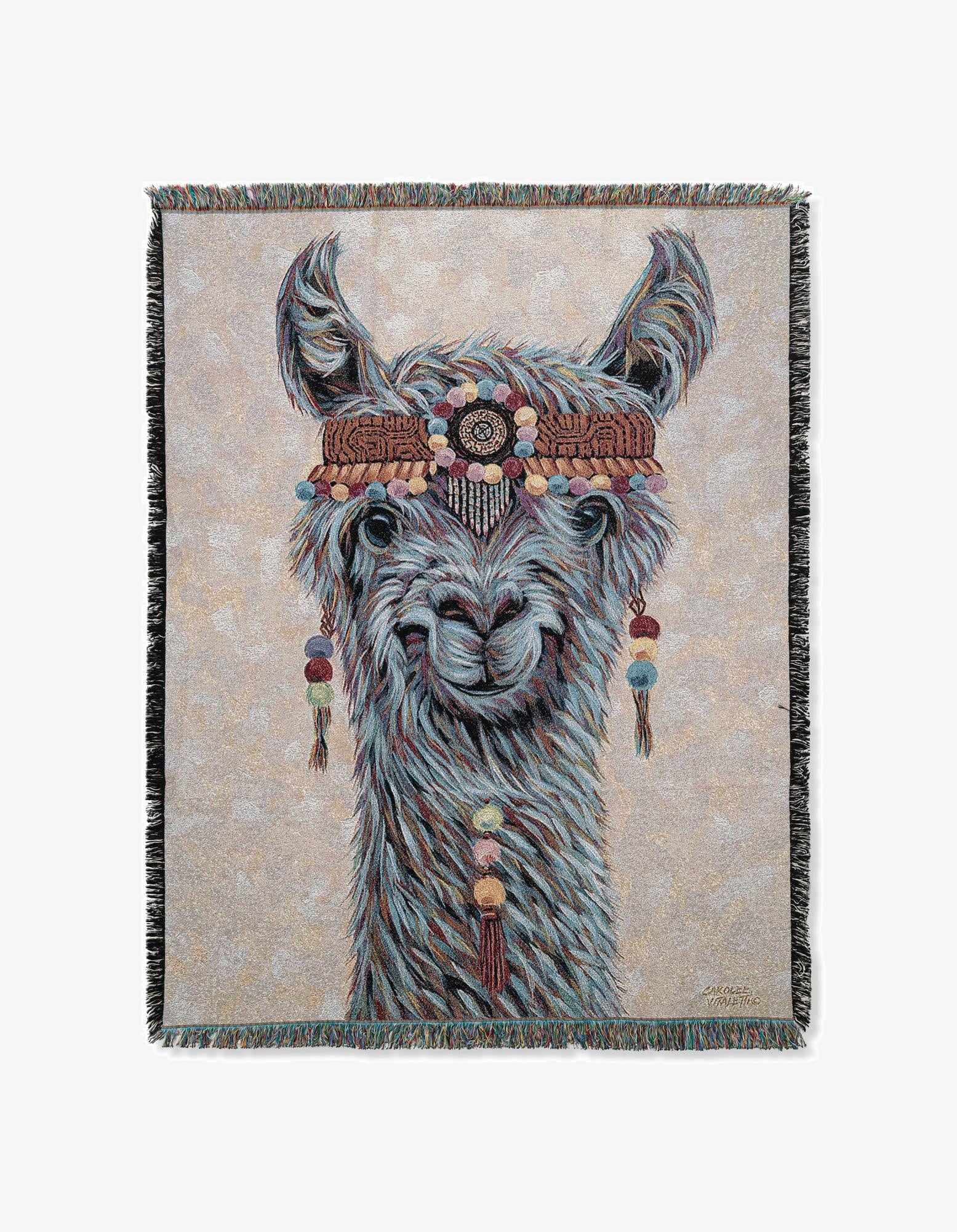 4' 6 x 6' Hippie Llama Throw Blanket