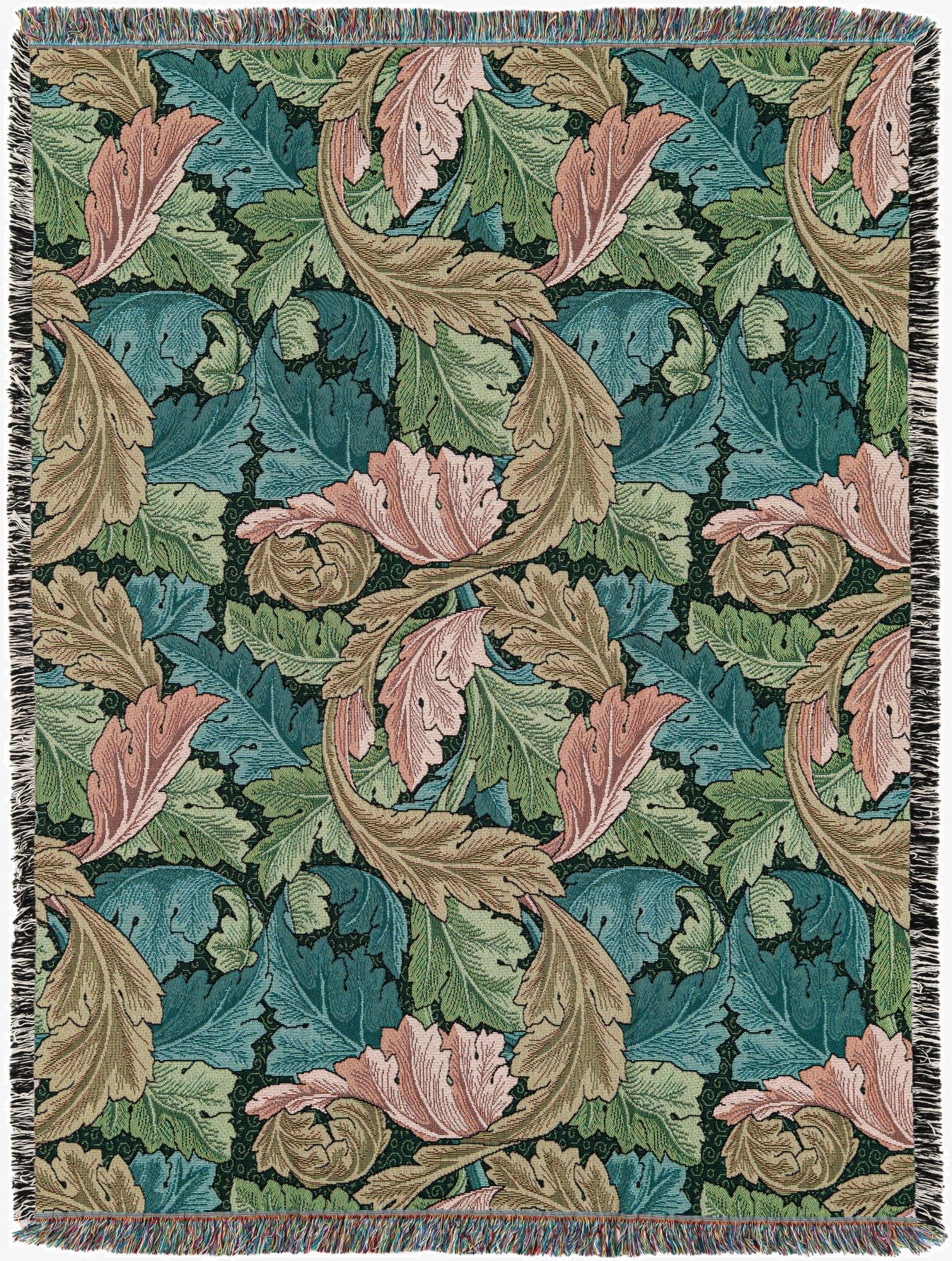 4' 6 x 6' William Morris Acanthus Leaves Forest Throw Blanket
