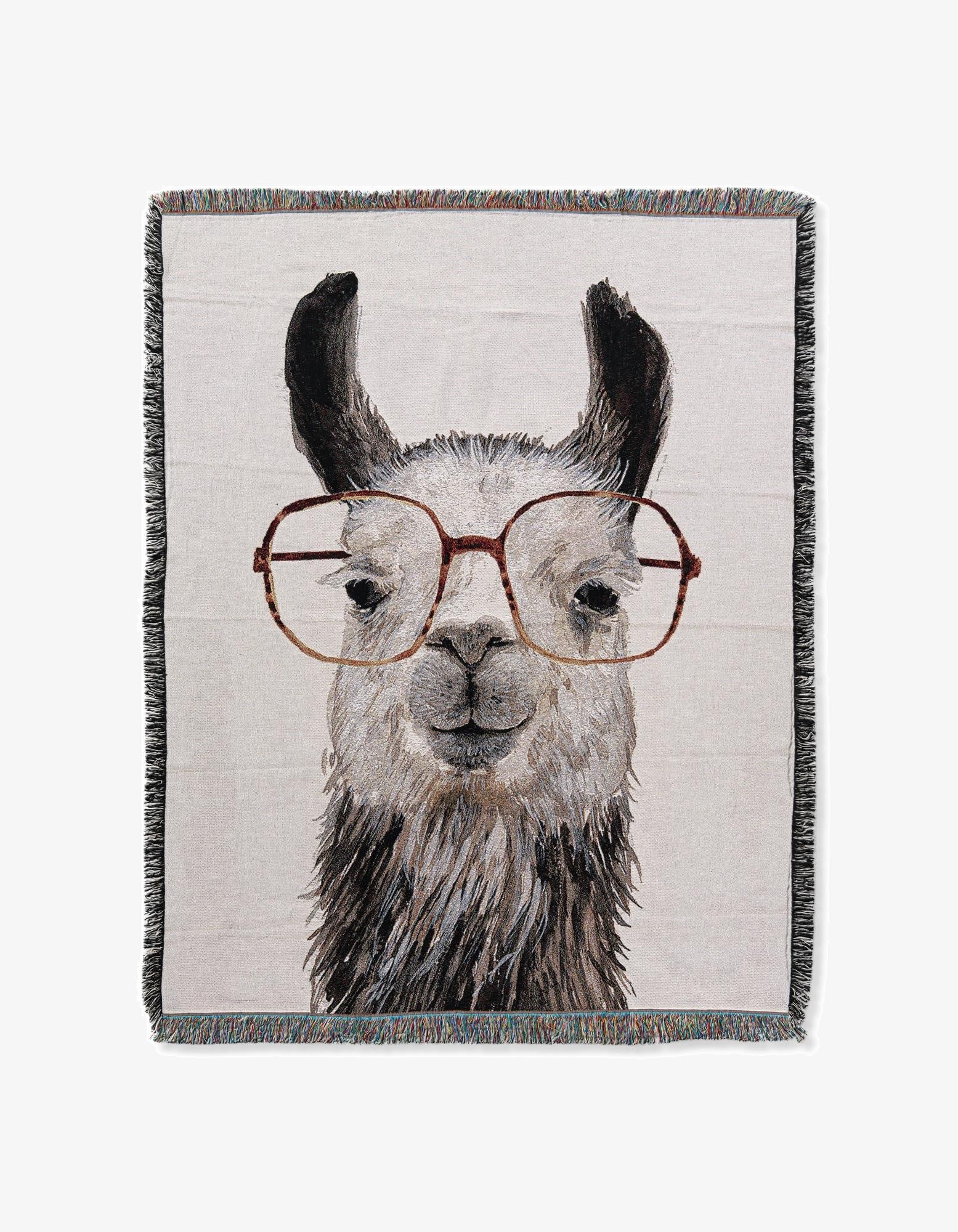 4' 6 x 6' Llama With Glasses Throw Throw Blanket