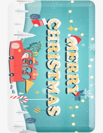 Blue Merry Christmas Comfort Mat