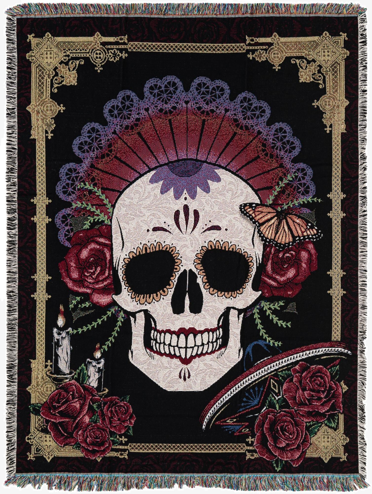4' 6 x 6' Day of the Dead Throw Blanket