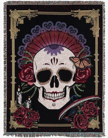 4' 6 x 6' Day of the Dead Throw Blanket