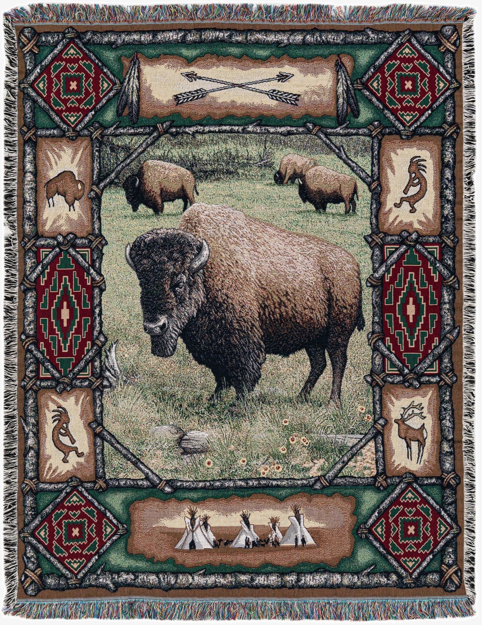 4' 6 x 6' Buffalo Lodge Throw Blanket