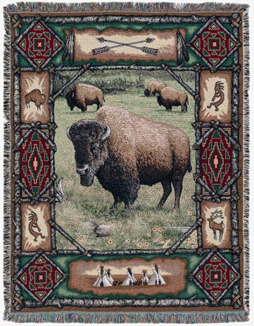 4' 6 x 6' Buffalo Lodge Throw Blanket