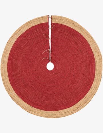 Red Hand Braided Christmas Tree Skirt