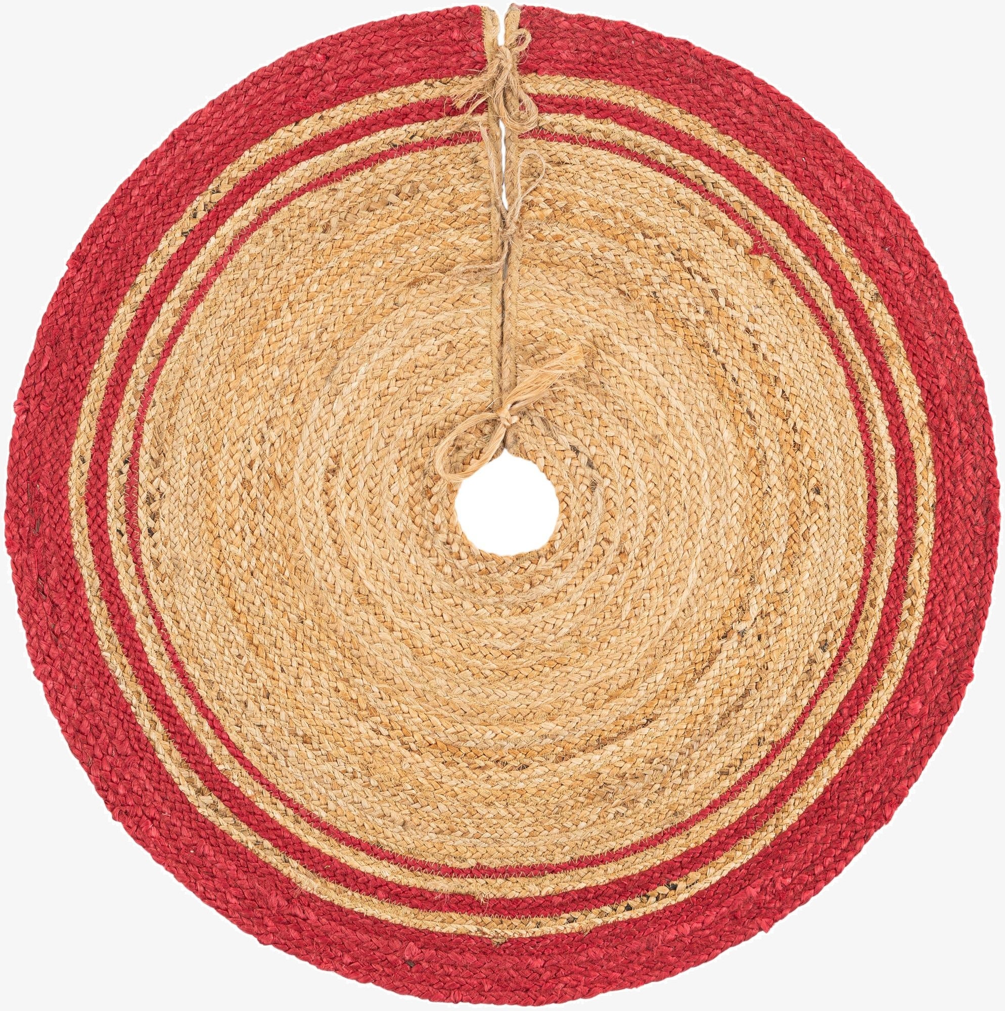 Primary image 3' 1 x 3' 1  Hand Braided Christmas Tree Skirt