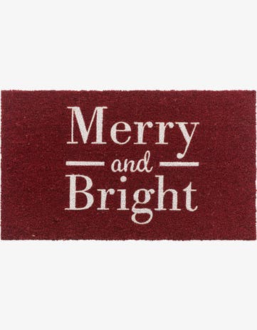 Dark Red Merry and Bright Doormat