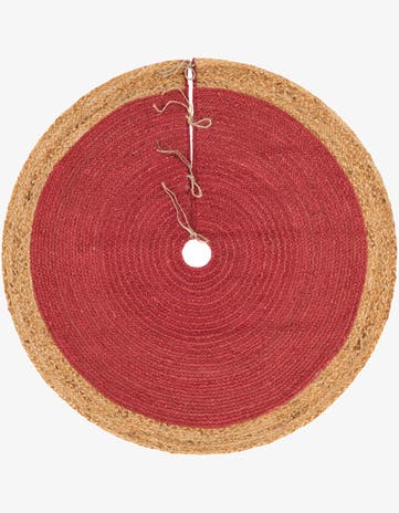 Red Hand Braided Christmas Tree Skirt