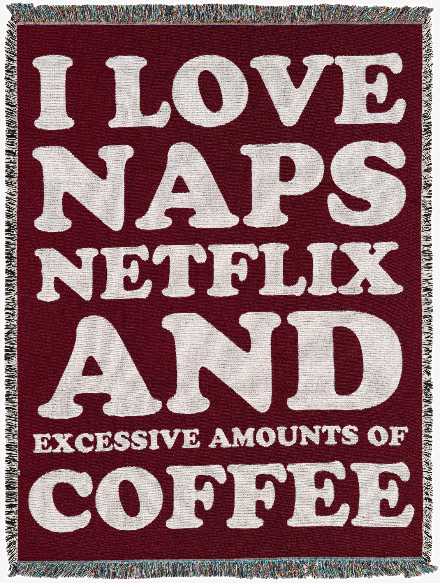 4' 6 x 6' Love Netflix Coffee Throw Blanket