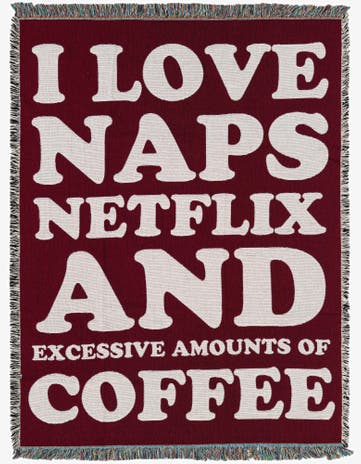 4' 6 x 6' Love Netflix Coffee Throw Blanket