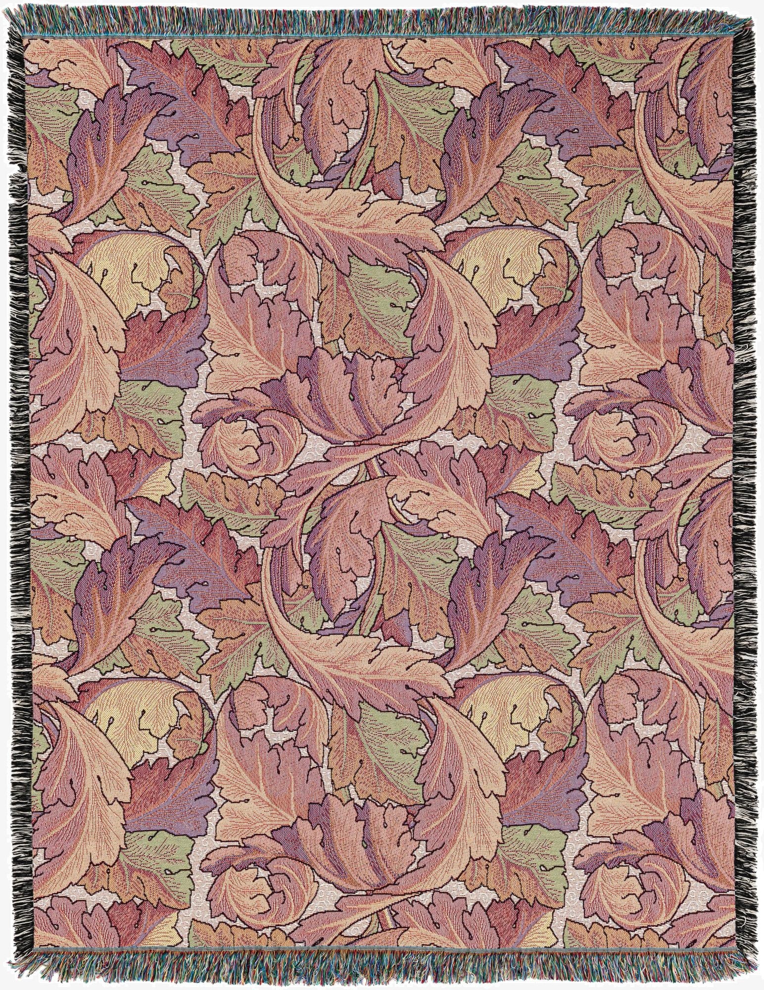 4' 6 x 6' William Morris Acanthus Leaves Sherbet Throw Blanket