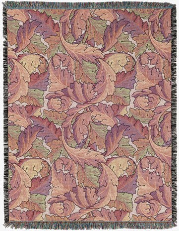 4' 6 x 6' William Morris Acanthus Leaves Sherbet Throw Blanket