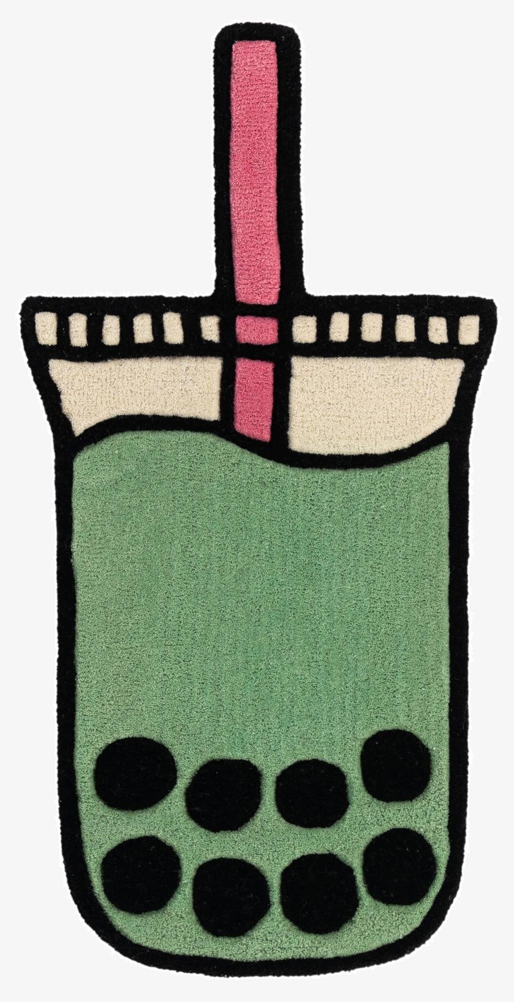 1' 7 x 3' 1 Happy Rugs Boba Tea Wool Freeform Mat