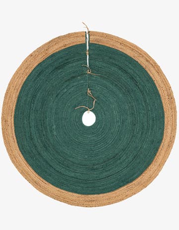 Green Hand Braided Christmas Tree Skirt