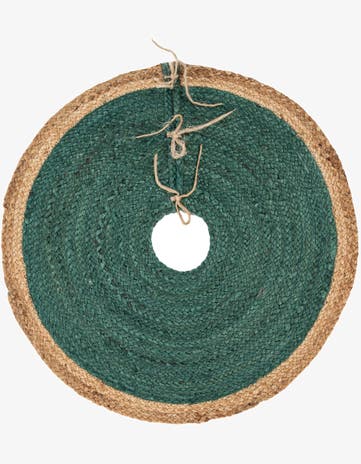 Green Hand Braided Christmas Tree Skirt