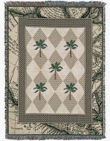 4' 6 x 6' Colonial Palms Throw Blanket