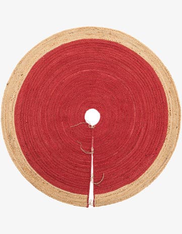 Red Hand Braided Christmas Tree Skirt
