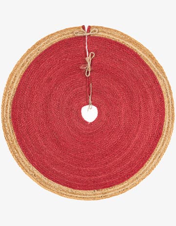 Red Hand Braided Christmas Tree Skirt
