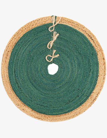 Green Hand Braided Christmas Tree Skirt