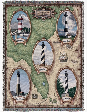 4' 6 x 6' Lighthouses of the Southeast II Throw Blanket