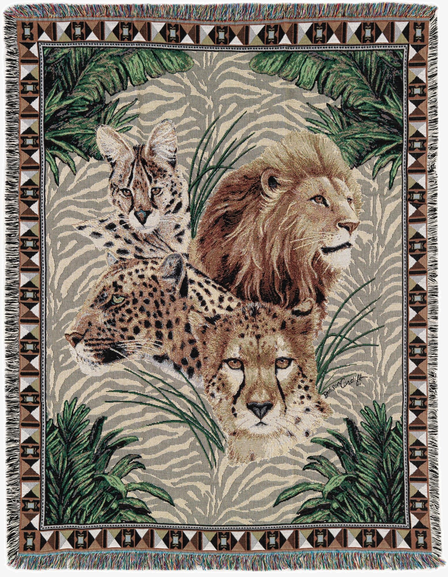 4' 6 x 6' Big Cats Throw Blanket