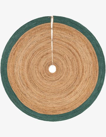 Green and Natural Hand Braided Christmas Tree Skirt