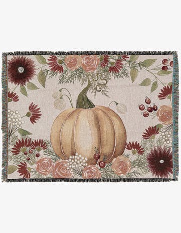 4' 6 x 6' Watercolor Pumpkin Throw Blanket