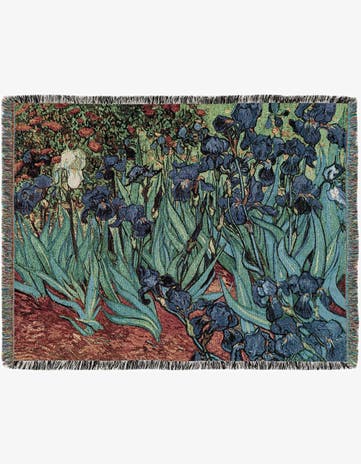 4' 6 x 6' Irises Van Gogh Throw Blanket