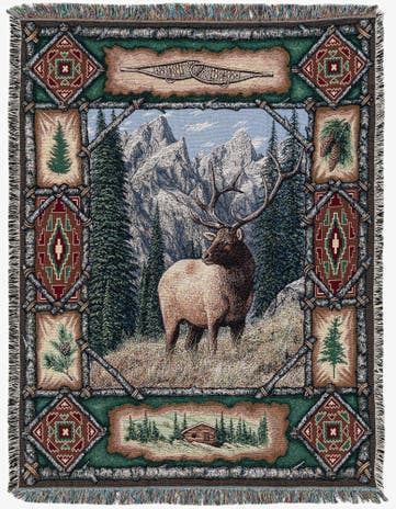 4' 6 x 6' Elk Lodge Throw Blanket
