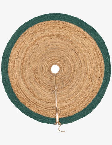 Green and Natural Hand Braided Christmas Tree Skirt
