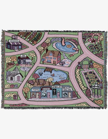 4' 6 x 6' Road Play Mat Pink Throw Blanket