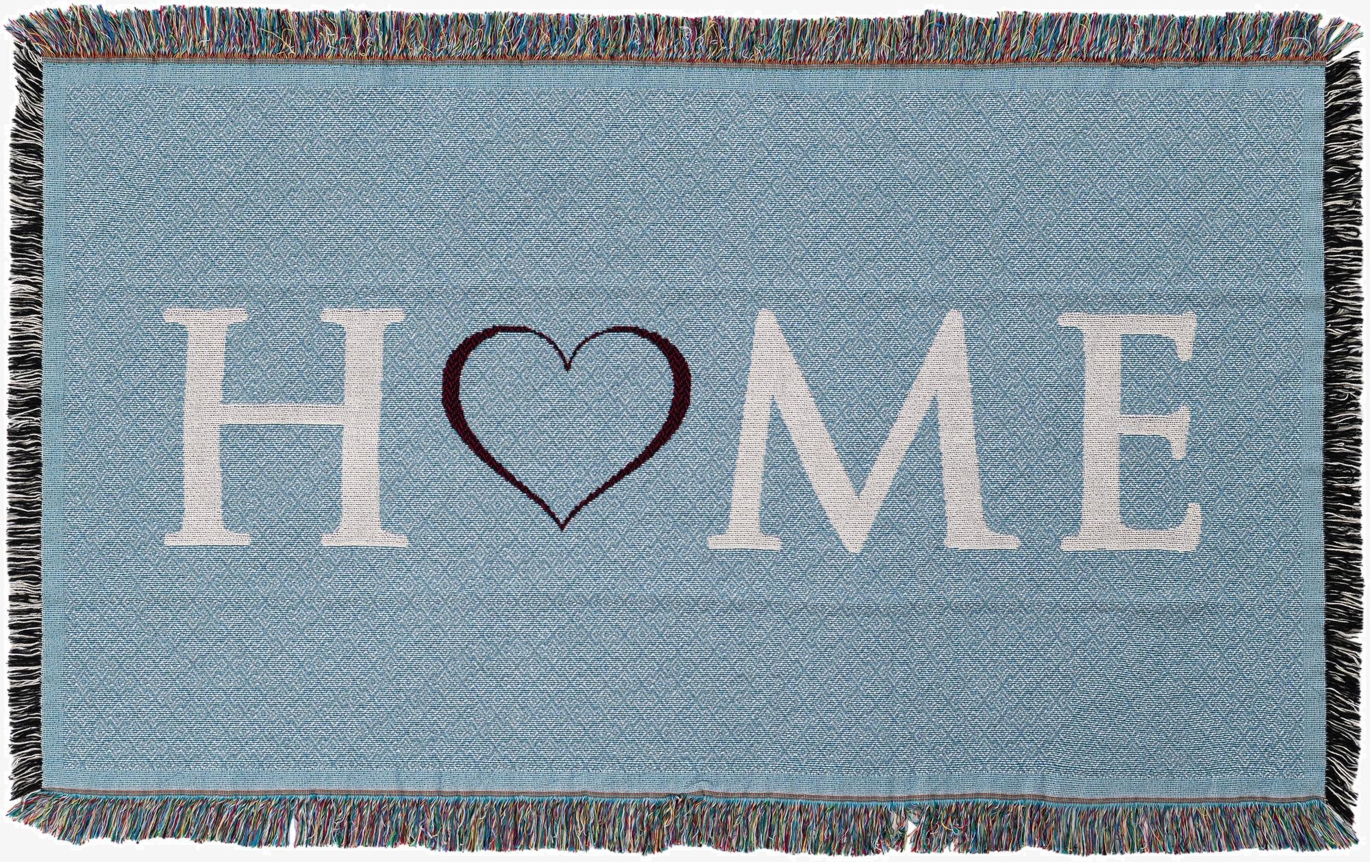 4' 6 x 6' Home Heart Teal Throw Blanket