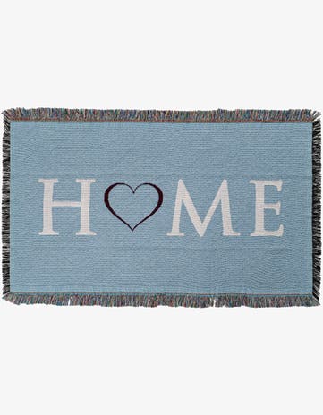 4' 6 x 6' Home Heart Teal Throw Blanket