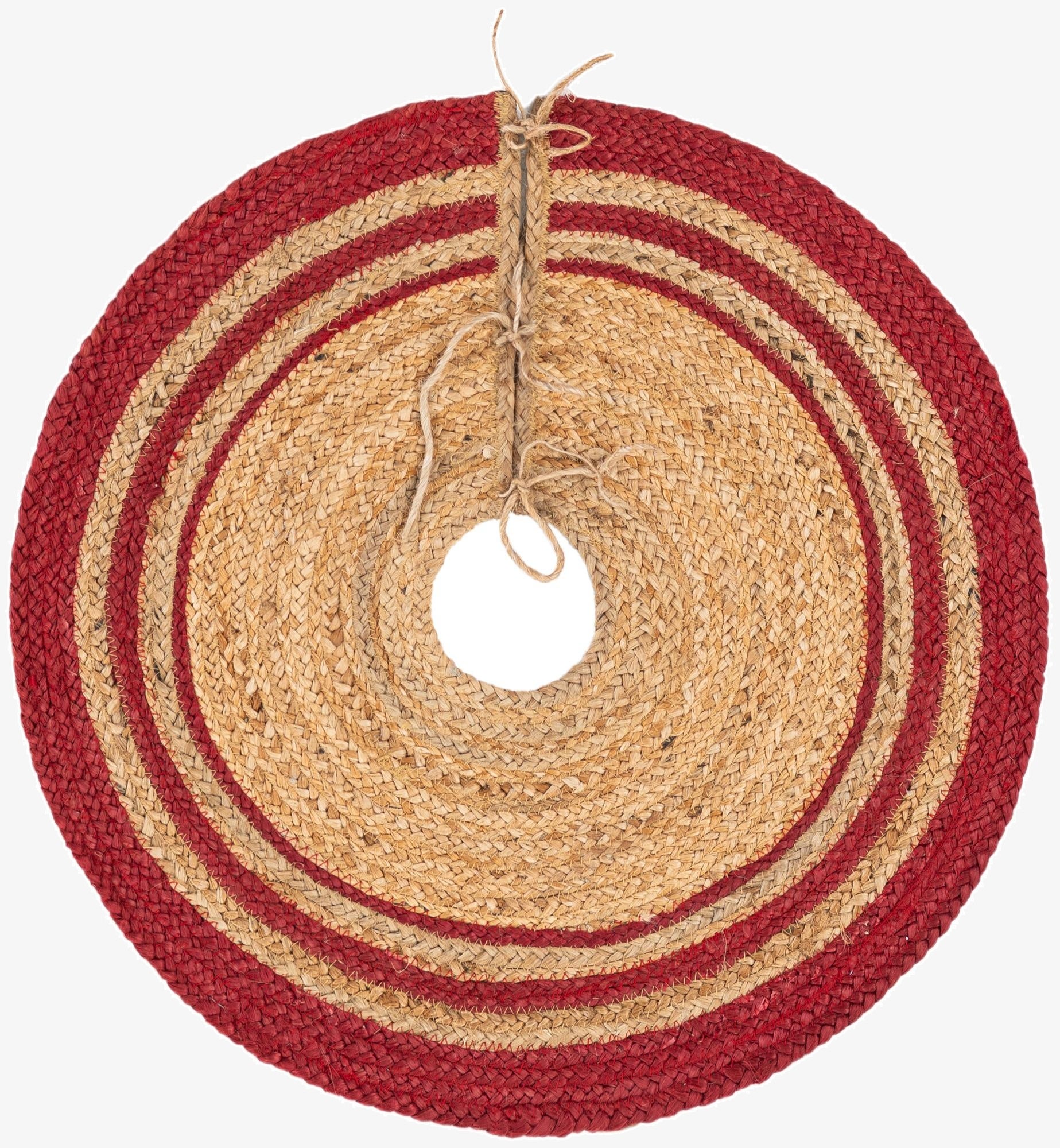 Primary image 2' 2 x 2' 2  Hand Braided Christmas Tree Skirt