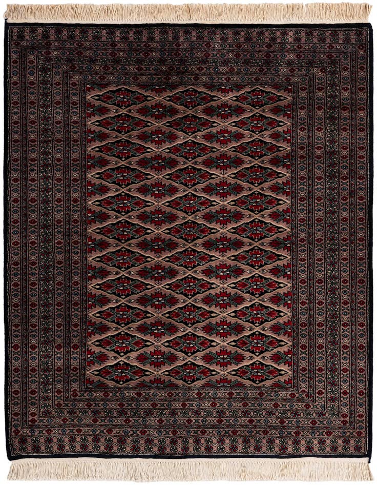 Detail image of 4' 7 x 6' Hand Knotted Bokhara Oriental Wool Rug