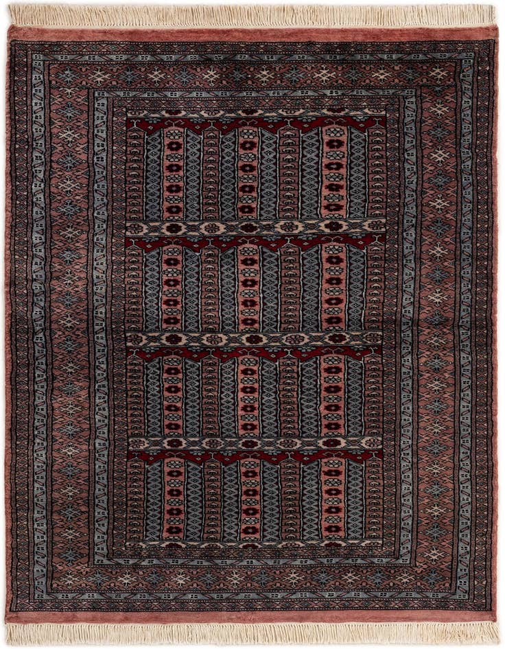 Detail image of 4' 1 x 6' 4 Hand Knotted Bokhara Oriental Wool Rug