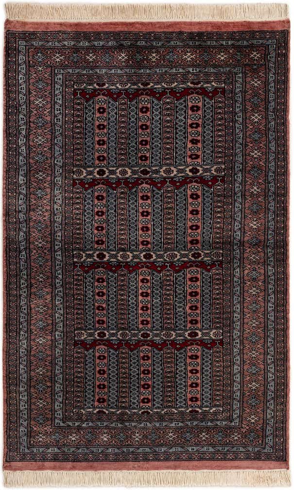 4' 1 x 6' 4 Hand Knotted Bokhara Oriental Wool Rug