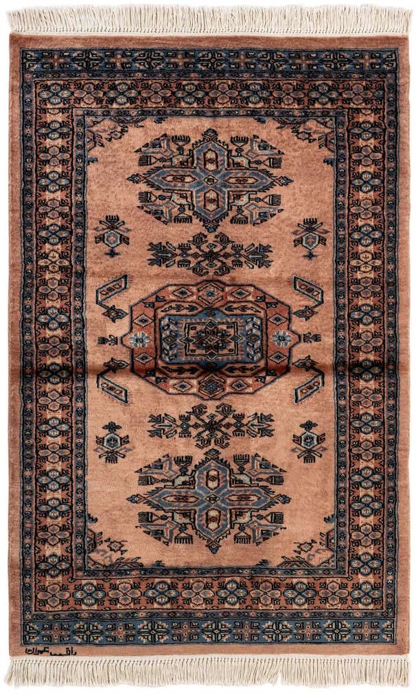 3' 3 x 4' 11 Hand Knotted Bokhara Oriental Wool Rug