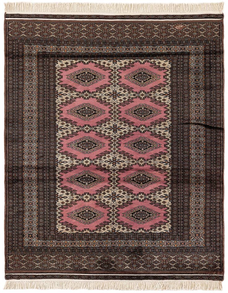 Detail image of 4' 2 x 6' 5 Hand Knotted Bokhara Oriental Wool Rug