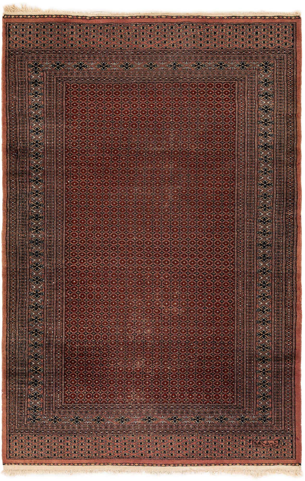 4' 1 x 6' 3 Hand Knotted Bokhara Oriental Wool Rug