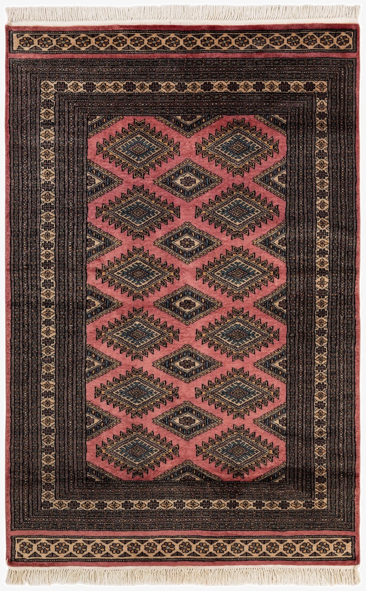4' 2 x 6' 5  Hand Knotted Bokhara Wool Rug