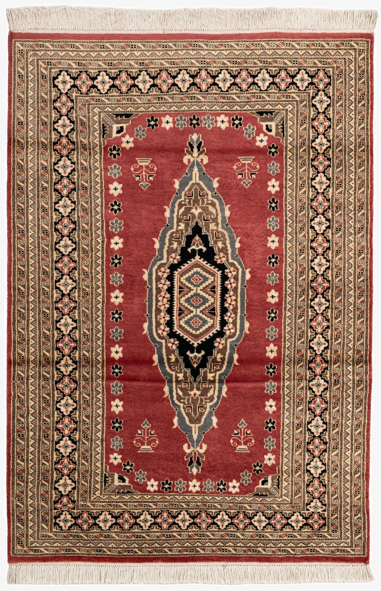 4' 2 x 6' 1  Hand Knotted Bokhara Oriental Rug