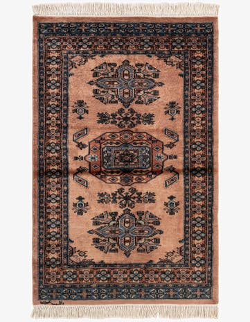 3' 3 x 4' 11 Hand Knotted Bokhara Oriental Wool Rug