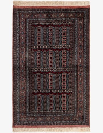 4' 1 x 6' 4 Hand Knotted Bokhara Oriental Wool Rug