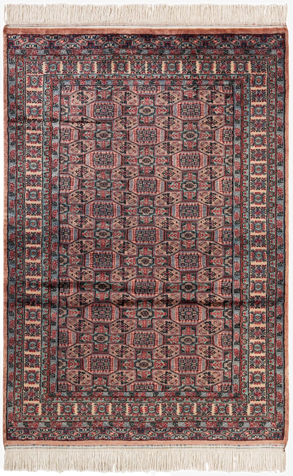 4' 4 x 6' 2  Hand Knotted Bokhara Oriental Wool Rug