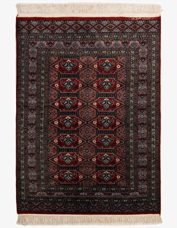 4' 3 x 5' 10 Hand Knotted Bokhara Oriental Wool Rug