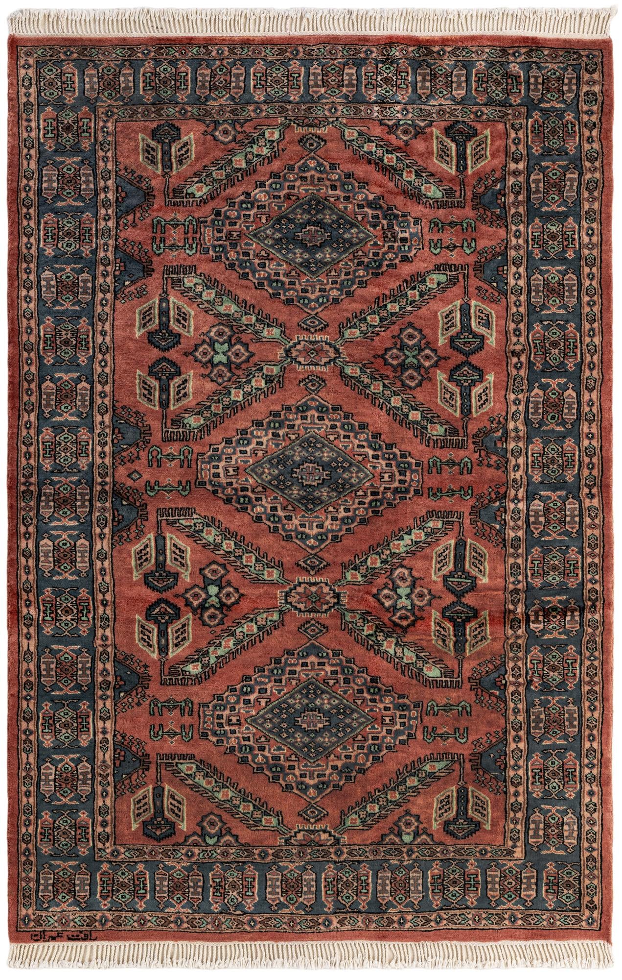 4' 2 x 6' 4  Hand Knotted Kazak Oriental Wool Rug