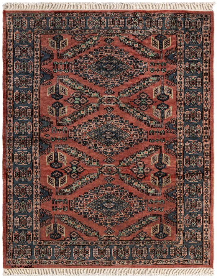 Detail image of 4' 2 x 6' 4 Hand Knotted Kazak Oriental Wool Rug